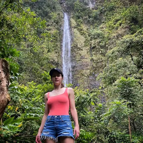 Alex and waterfall