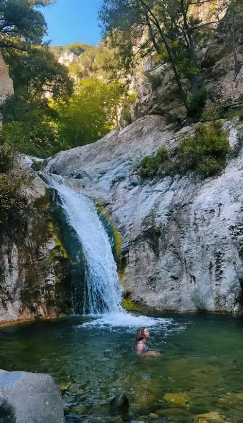 Swimming by a waterfall | IG story 5/23/24