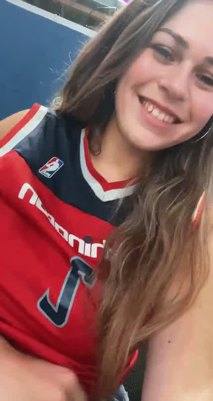 revealing milkies infront of full stadium