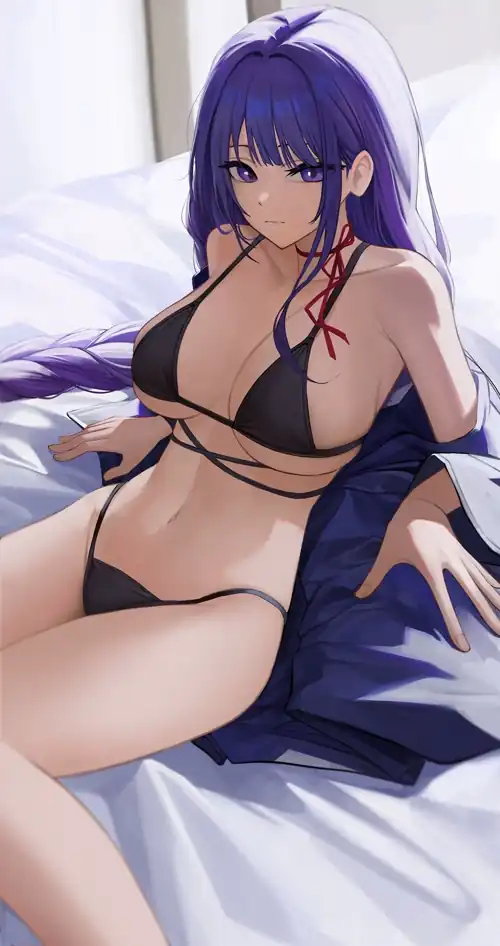Raiden waiting in bed