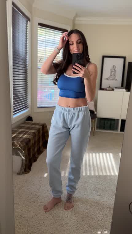 Just hanging out in sweats and doing mom things, but thought you might want to see my tits. (F40)
