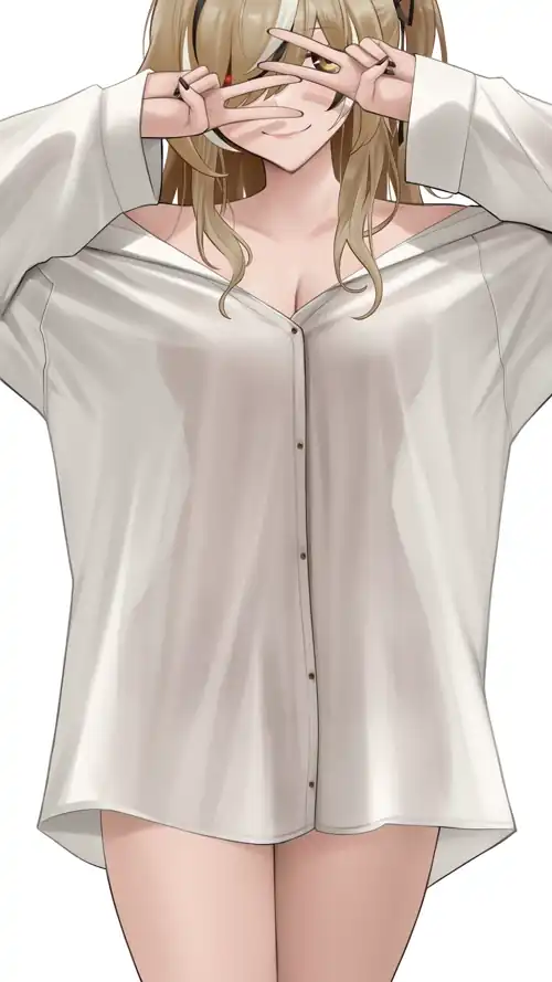 Mumei in only a shirt