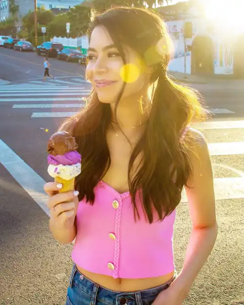 Having ice cream