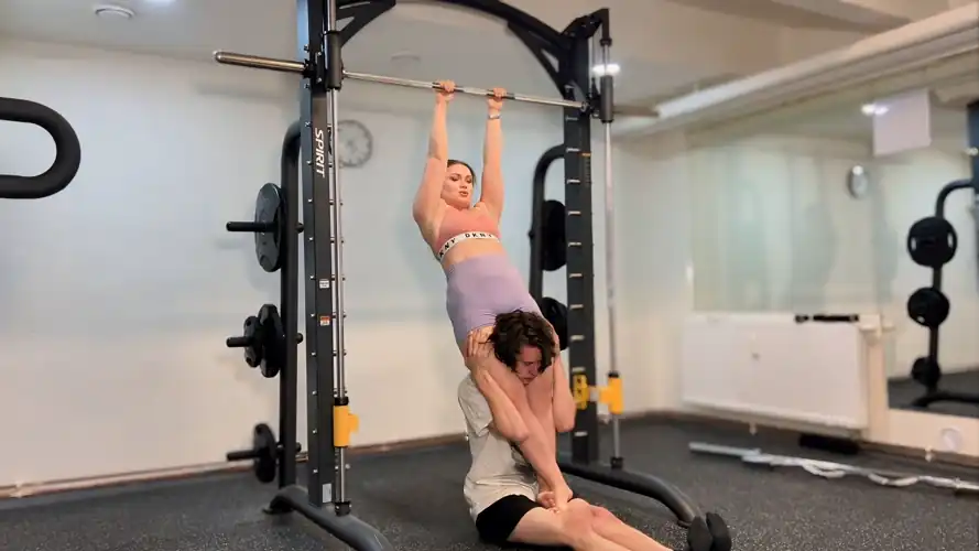 The muscular strong woman uses her headscissor move to show her opponents who's boss in the world of physical domination