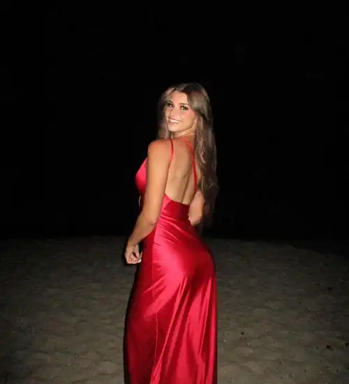 That dress does not hide it