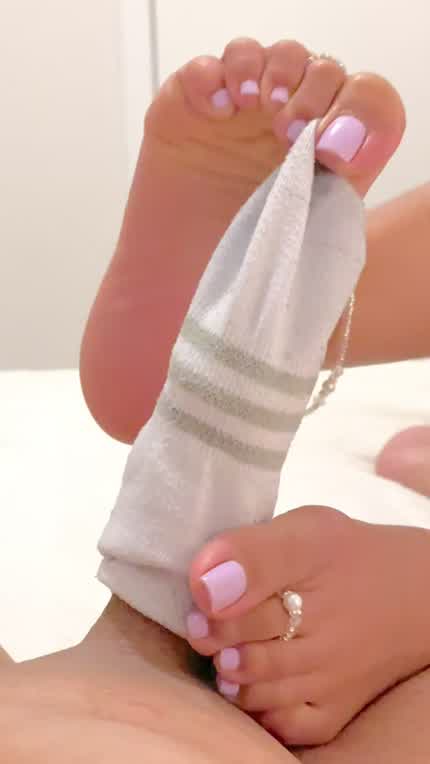 Sweaty sock footjob