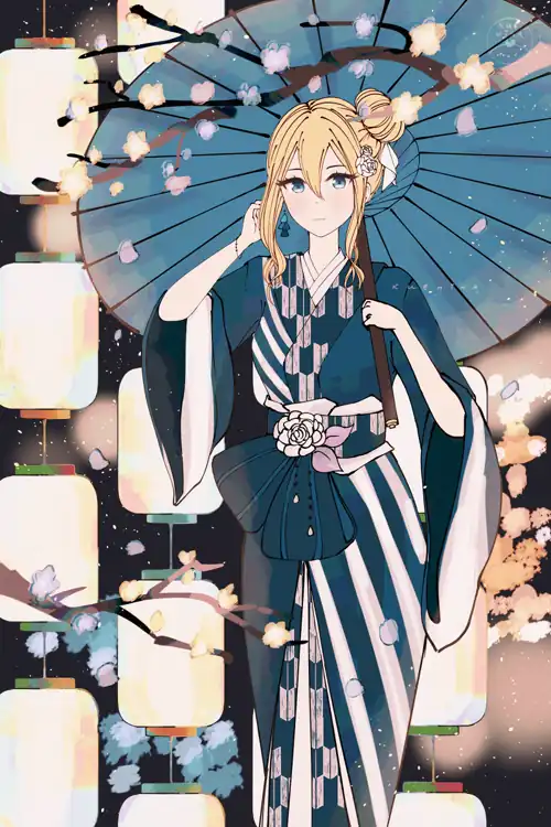 Hayasaka in a Kimono