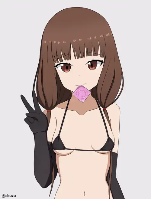 Iino Miko condom in mouth