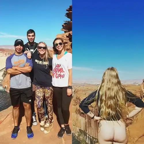 Blonde Girl Moons Her Friends