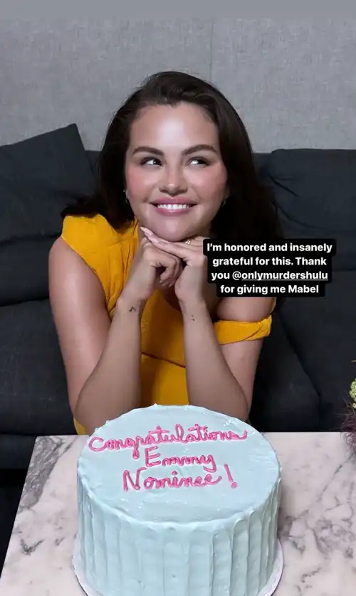 Selena posing in front of cake | IG story 7/17/24