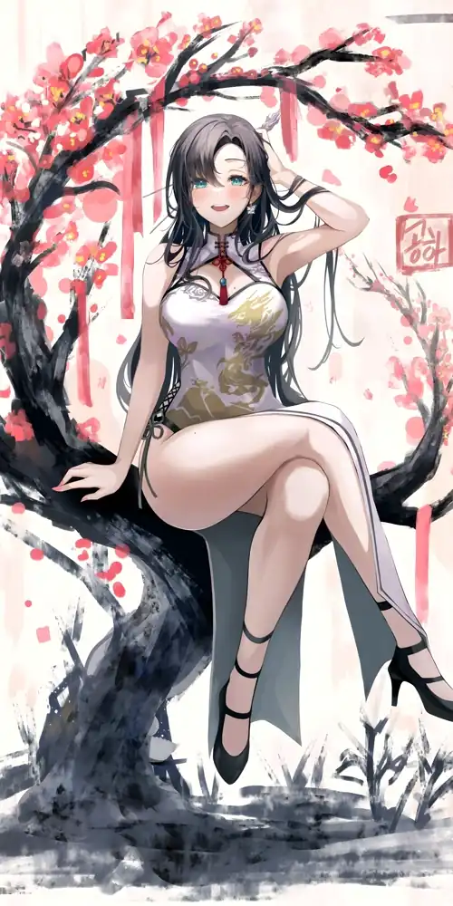 White & Gold China Dress [Artist's Original] (2400x4800)