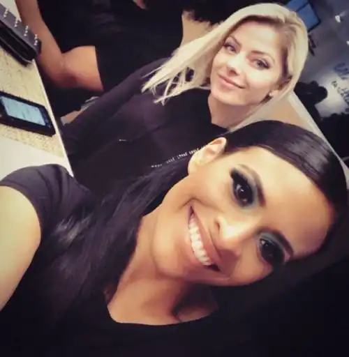 Zelina Vega getting a sefie with Alexa