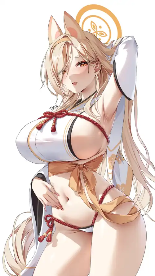 Kaho showing off armpits [Blue Archive]