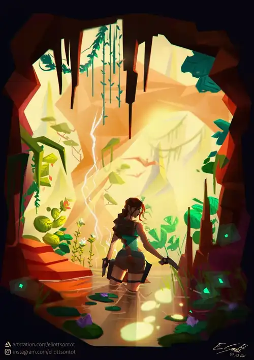 As part of the 25 year celebration of Tomb Raider, here's an illustration I made of the third level from Tomb Raider 1, Lost Valley. Hope you'll like it!