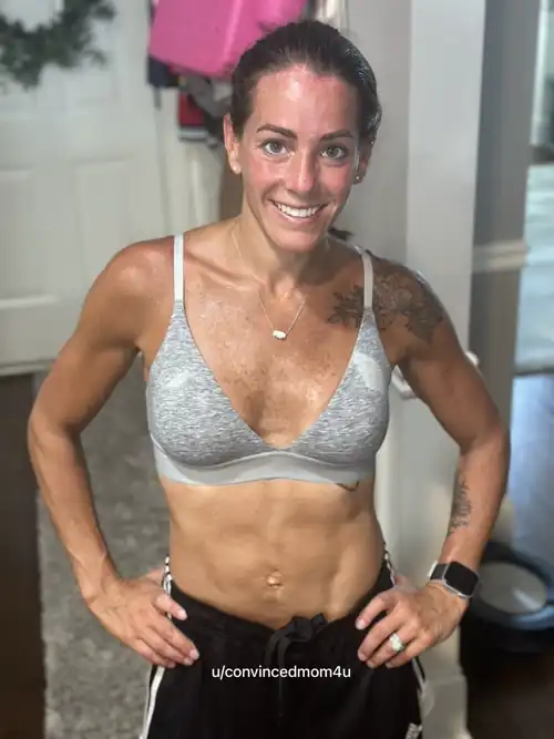 The other wives in the neighborhood probably hate me, but it’s too hot to run in a shirt, sorry :-)