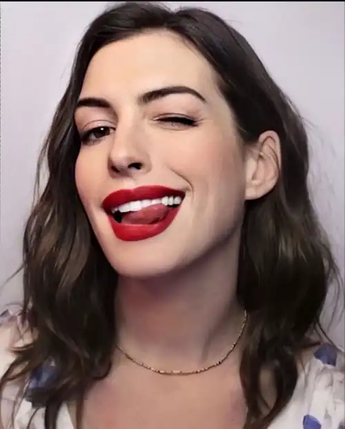 Anne Hathaway is one of hollywoods hottest MILFs. I’d love to have that lipstick smeared all over my cock while I fuck her throat, then absolutely cover her face with my load that she helped to create.