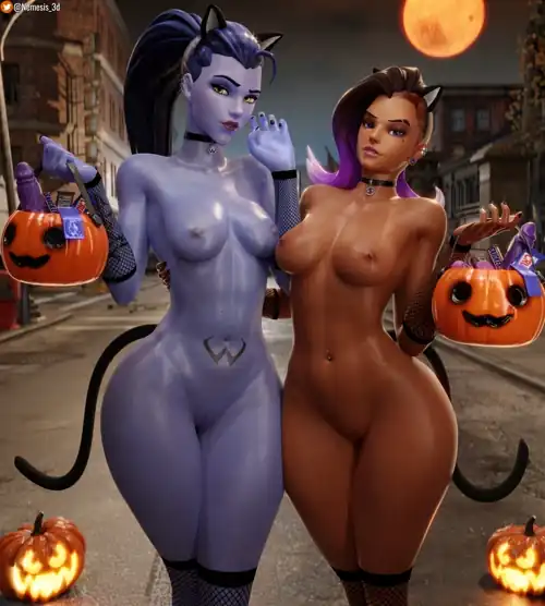 Widowmaker and Sombra's Halloween fun (Nemesis_3d)