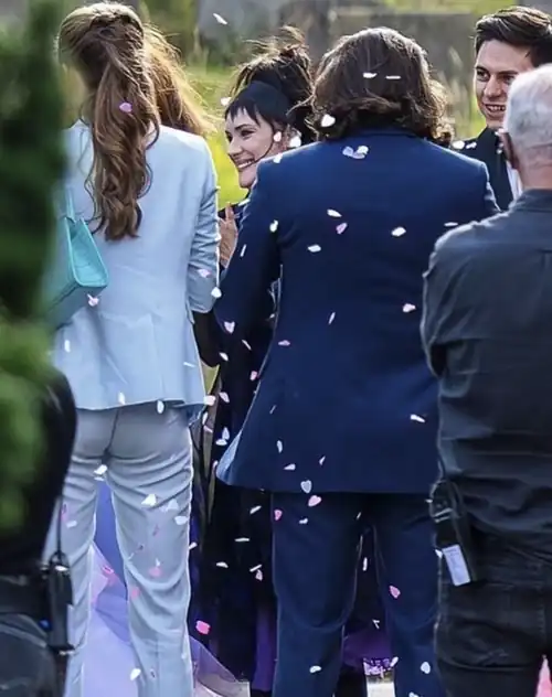 Winona Ryder all smiles during filming "Beetlejuice 2"