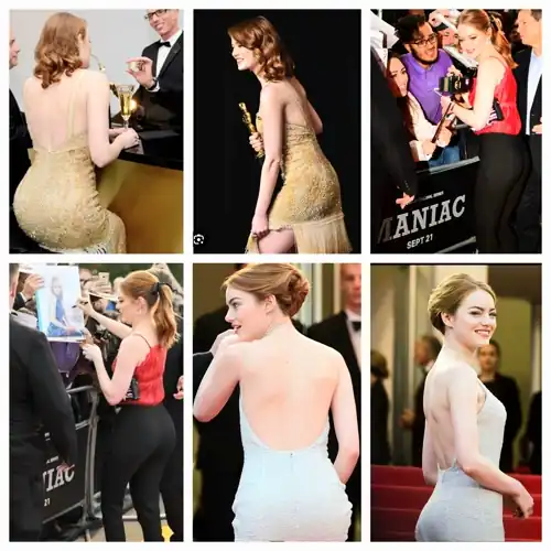 Emma Stone honestly has such a delicious and fuckable ass. Which of these fav wardrobe of mine would you want her the most 🍆💦 💛♥️🤍 (golden globes / maniac / cannes)