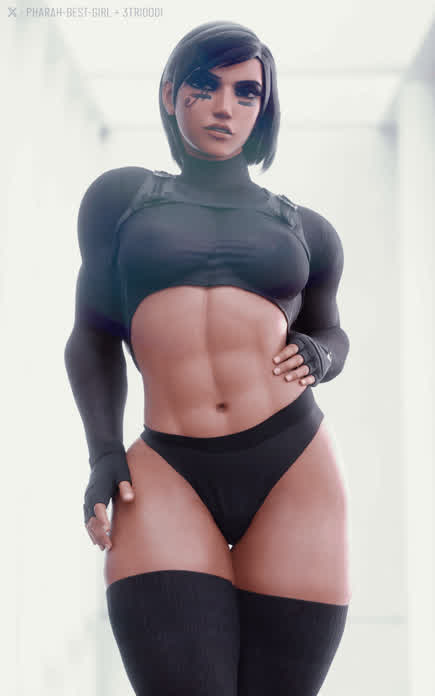 Pharah in her tactinude outfit (3trioodi, pharah-best-girl)