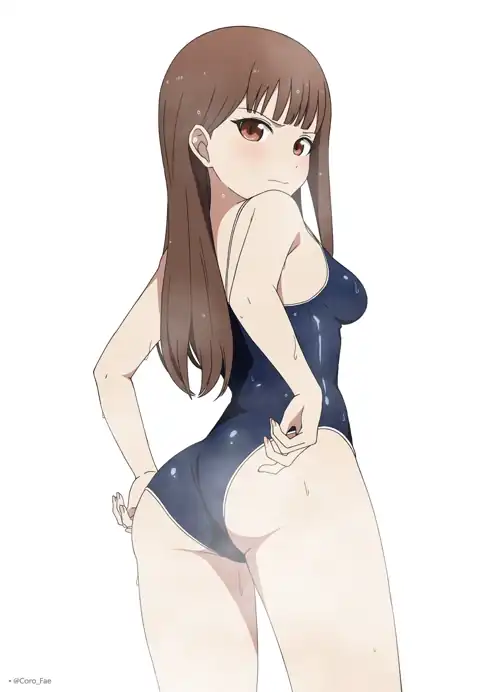 Miko Wearing Her Tight School Swimsuit 