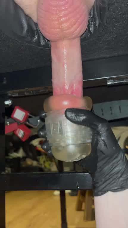 Multiple ruined orgasms restrained on the milking table