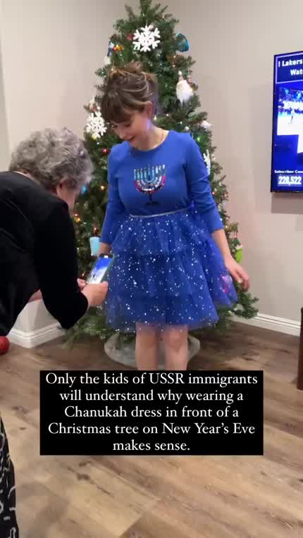 Celebrating Hanukkah/Christmas/New Years all together (IG story 12/31/23)