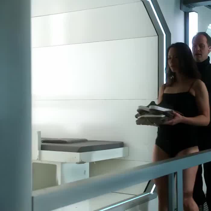 Melissa O'Neil's fat jiggly ass eats her panties [Dark Matter]