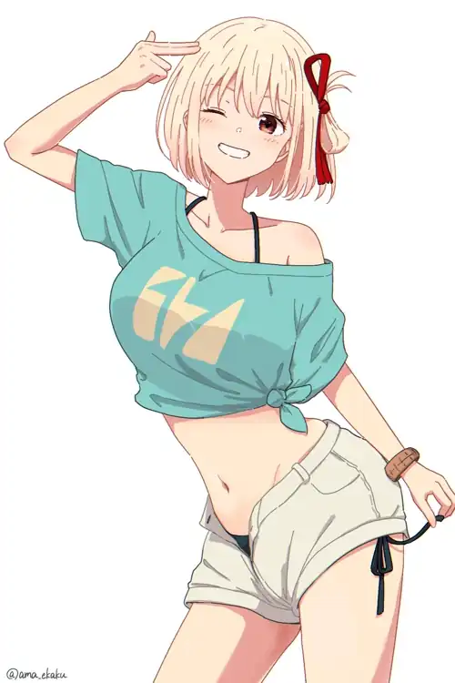 Chisato Wearing Her Summer Outfit (Lycoris Recoil)