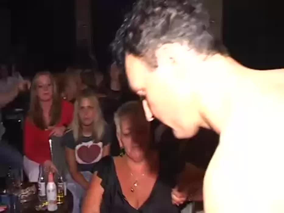 Stripper sees a cute blonde in the crowd
