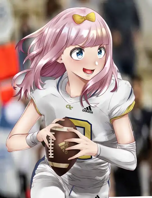 Chika Fujiwara fanart as an American-football player requested by @ChikawaraQB on twitter, drawn by me. What do you think?