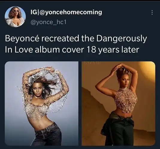 This throwback! From Dangerously in Love 2003 to Harper’s Bazaar 2021