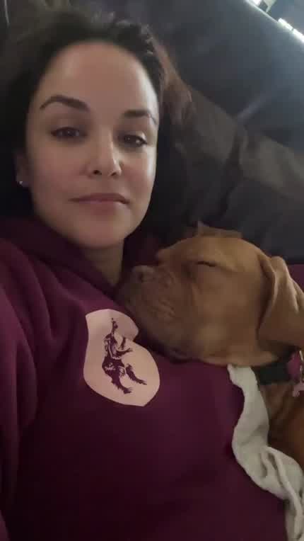 With her puppy via IG Story, June 2023