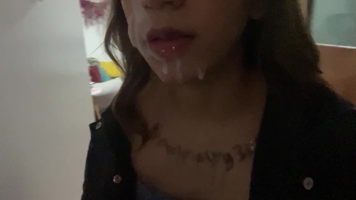 I got my biggest and thickest cum facial yet and walked through a very busy bridge, ate some of it while everyone watched, and said hi to a patrol officer jajaja