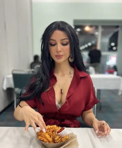 Red Dress Cleavage