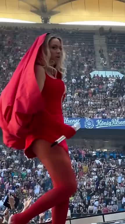 Lovely red outfit while performing “I Care” during Renaissance Tour