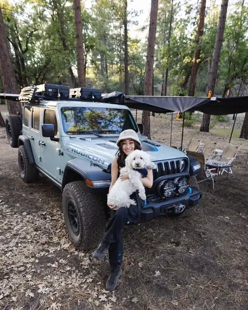 Karen and Dog Camping 