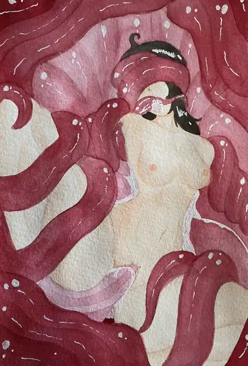 I tried drawing some tentai with watercolor. 