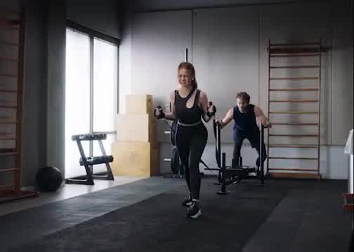 Madelaine Petsch being distracted by her own body.