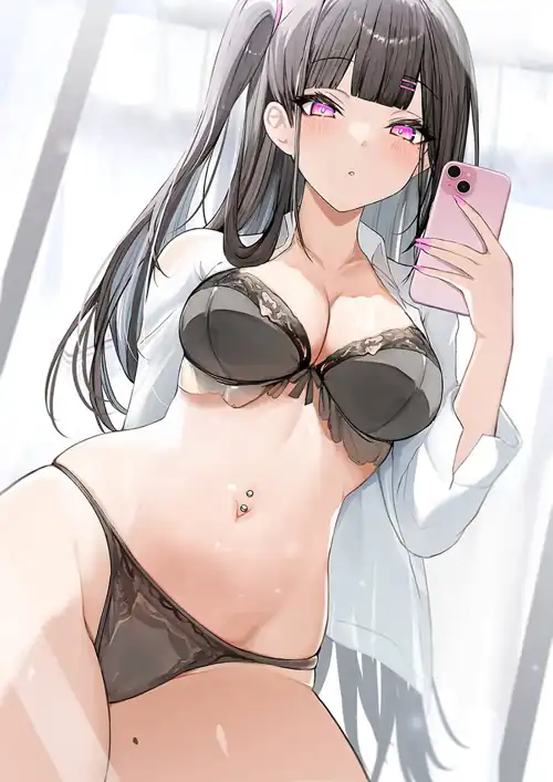 Side Ponytailed Beauty Taking a Selfie (by jacjoraaaa) [Original]