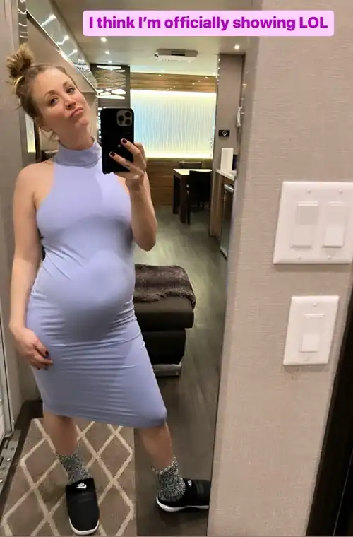 Kaley Cuoco Pregnant Tight Dress