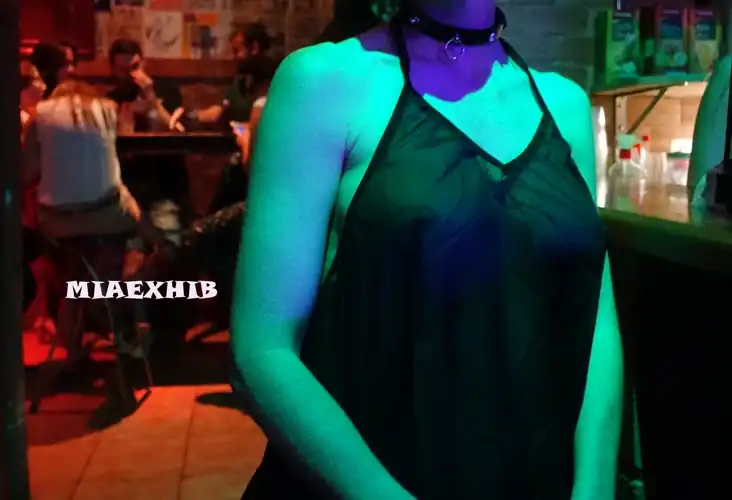 See-through dress at the bar