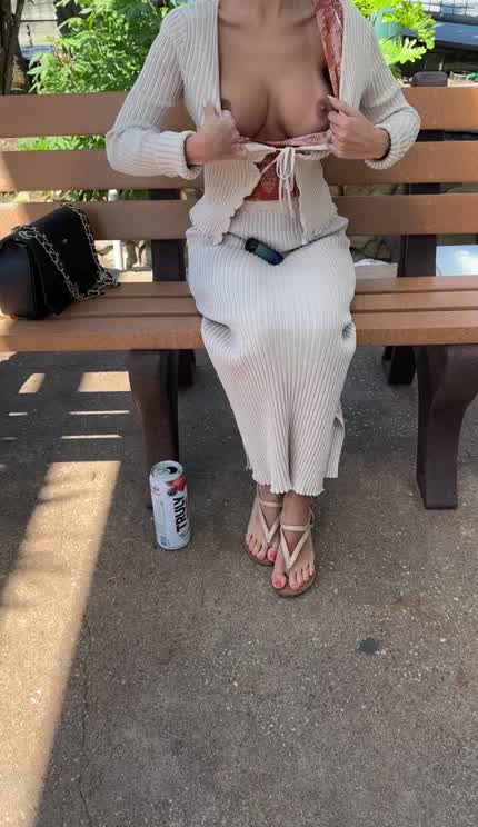The coast is clear, come play with my titties 