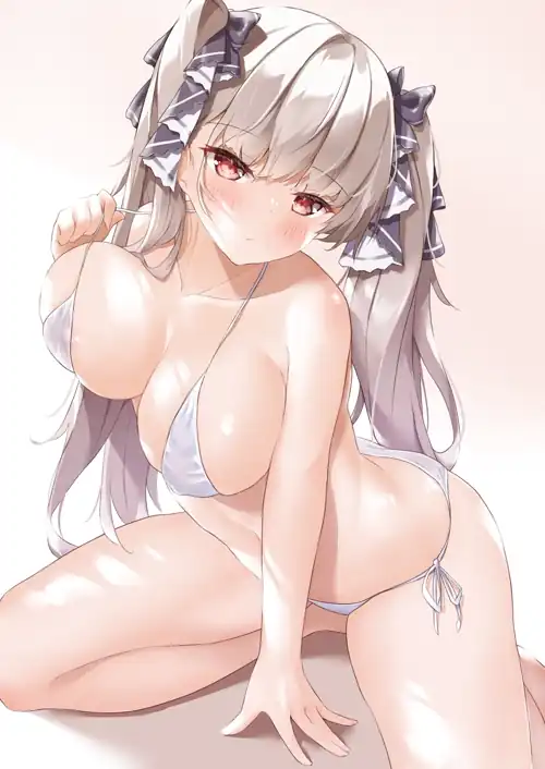 Formidable pulling on her bikini