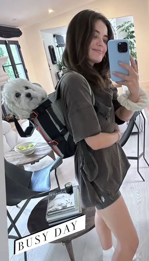 Lucy with her dog | IG story August 2023
