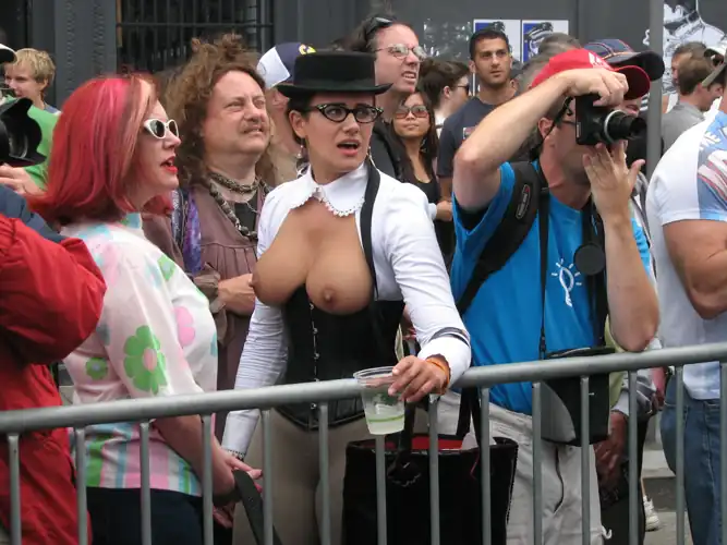 Blink and she's gone - Mary Poppins was in the crowd to celebrate the opening of AltBoobWorld's Hat Festival