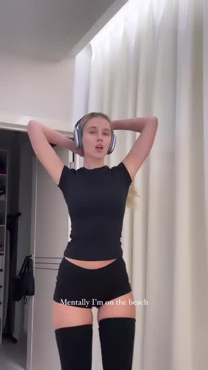 Dancing around in thigh highs 