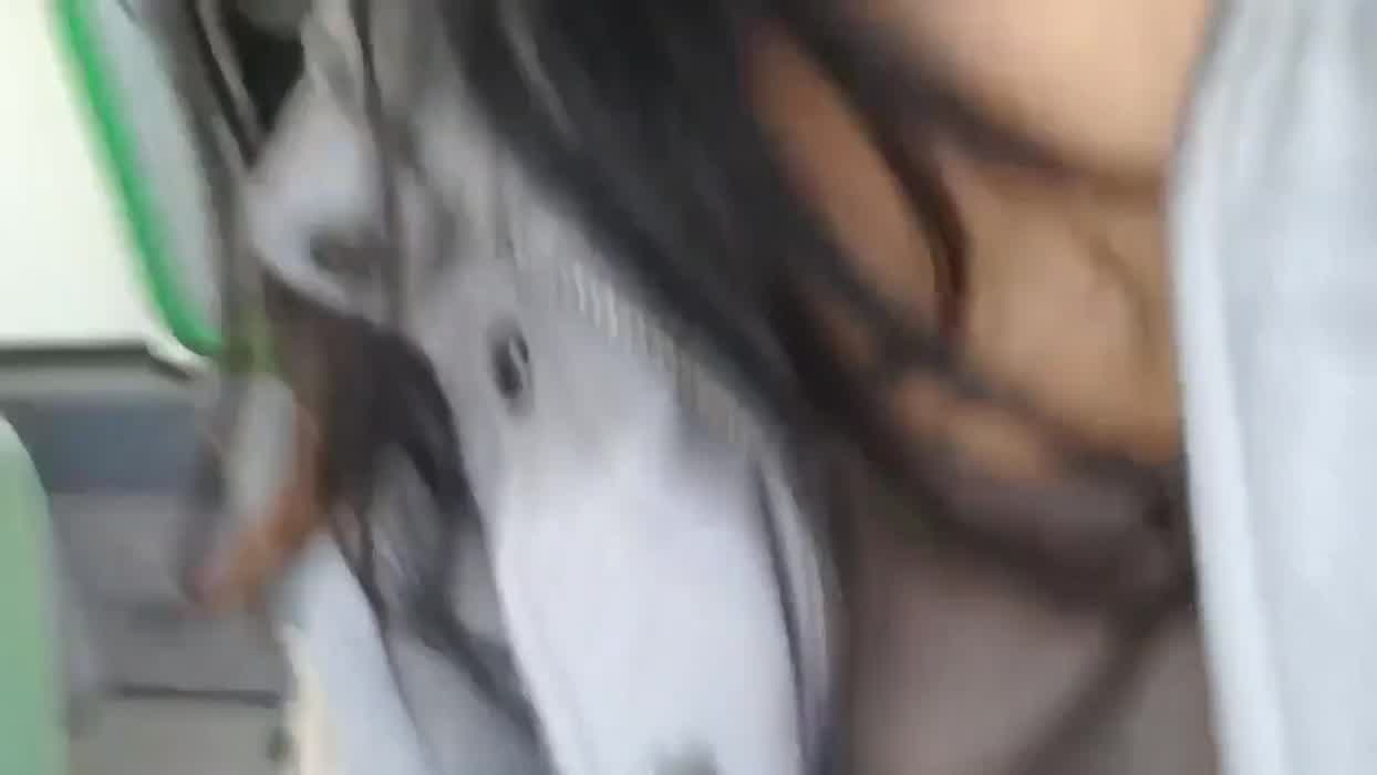 Girlfriend gives a handjob and blowjob on the bus