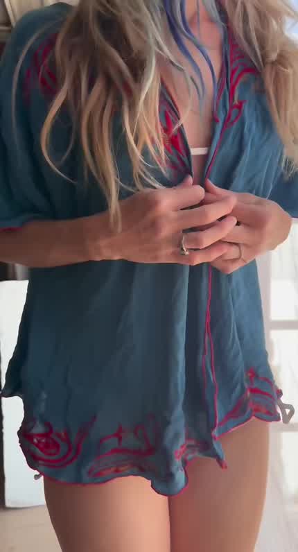 A hot mom in micro bikini taking it off can be fun