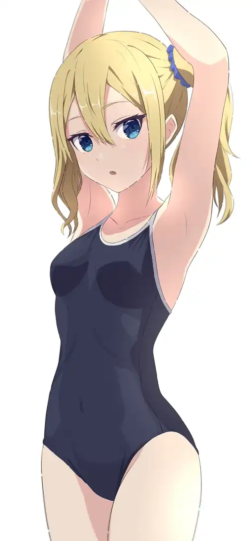 Hayasaka in the school's swimsuit (By なーすけ na-suke)